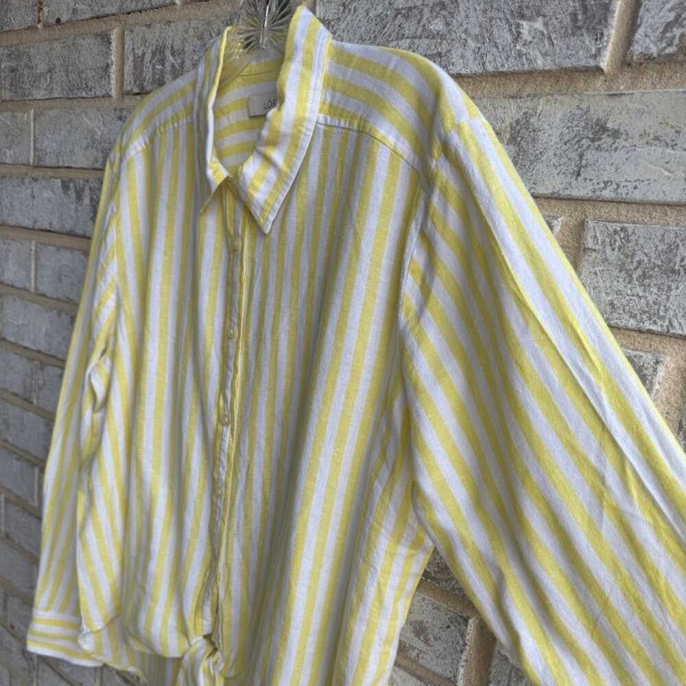 Loft Collared Button Down Linen Blend Tie Front S… - image 6